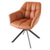 Fotel obrotowy PAPILLON 180° z podłokietnikami – skóra cognac 44596