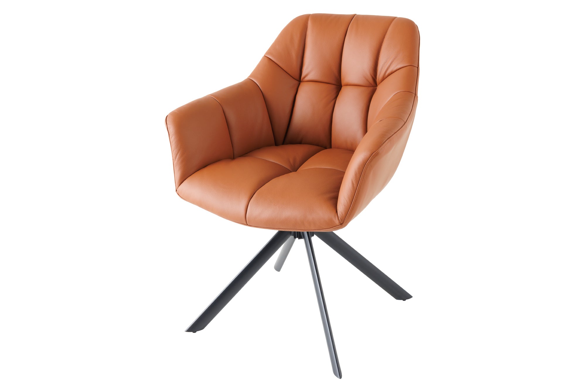 Fotel obrotowy PAPILLON 180° z podłokietnikami – skóra cognac 44596 Fotel obrotowy PAPILLON 180° z podłokietnikami – skóra cognac 44596