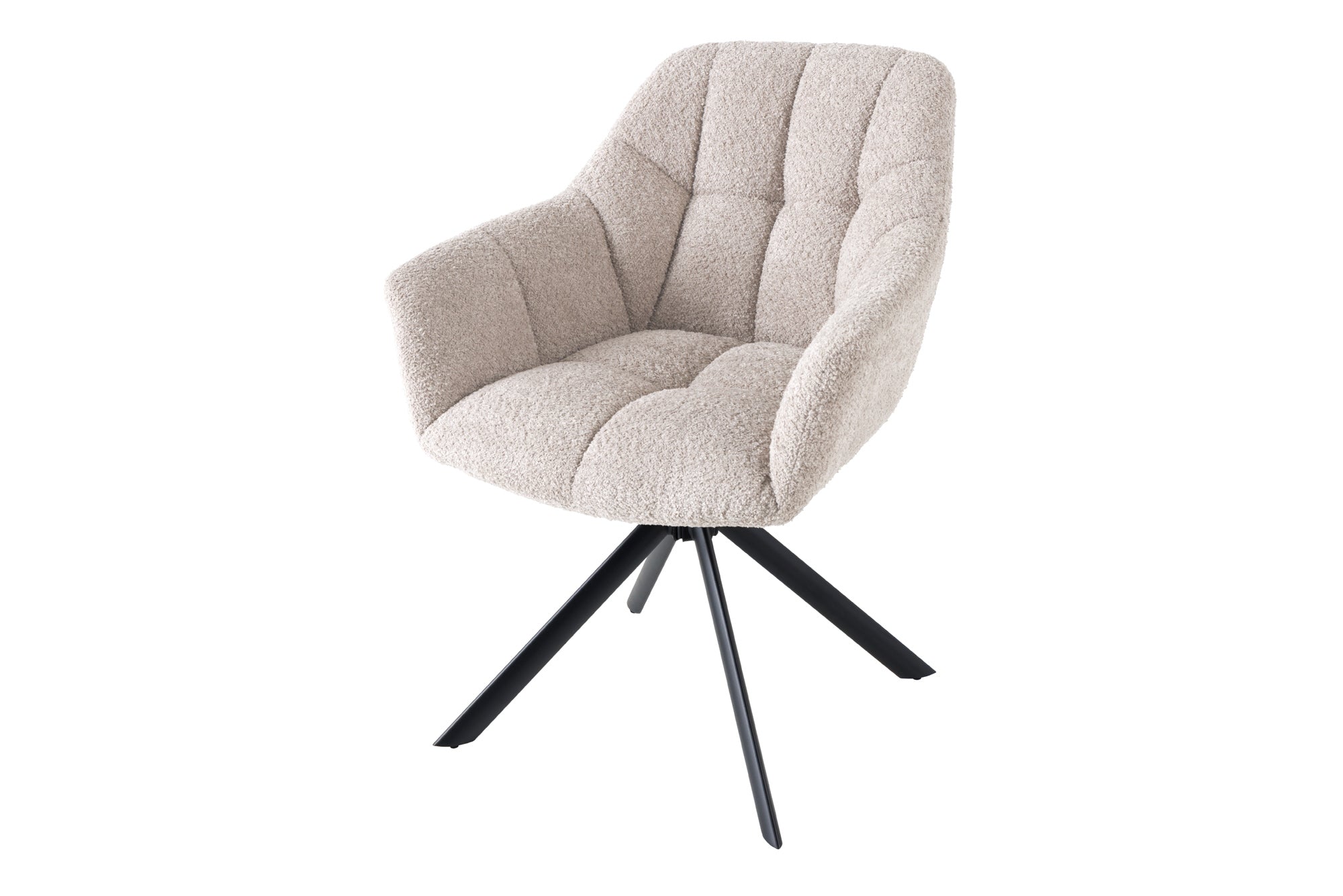 Fotel obrotowy PAPILLON 180° z podłokietnikami – tkanina bouclé beige 44592 Fotel obrotowy PAPILLON 180° z podłokietnikami – tkanina bouclé beige 44592