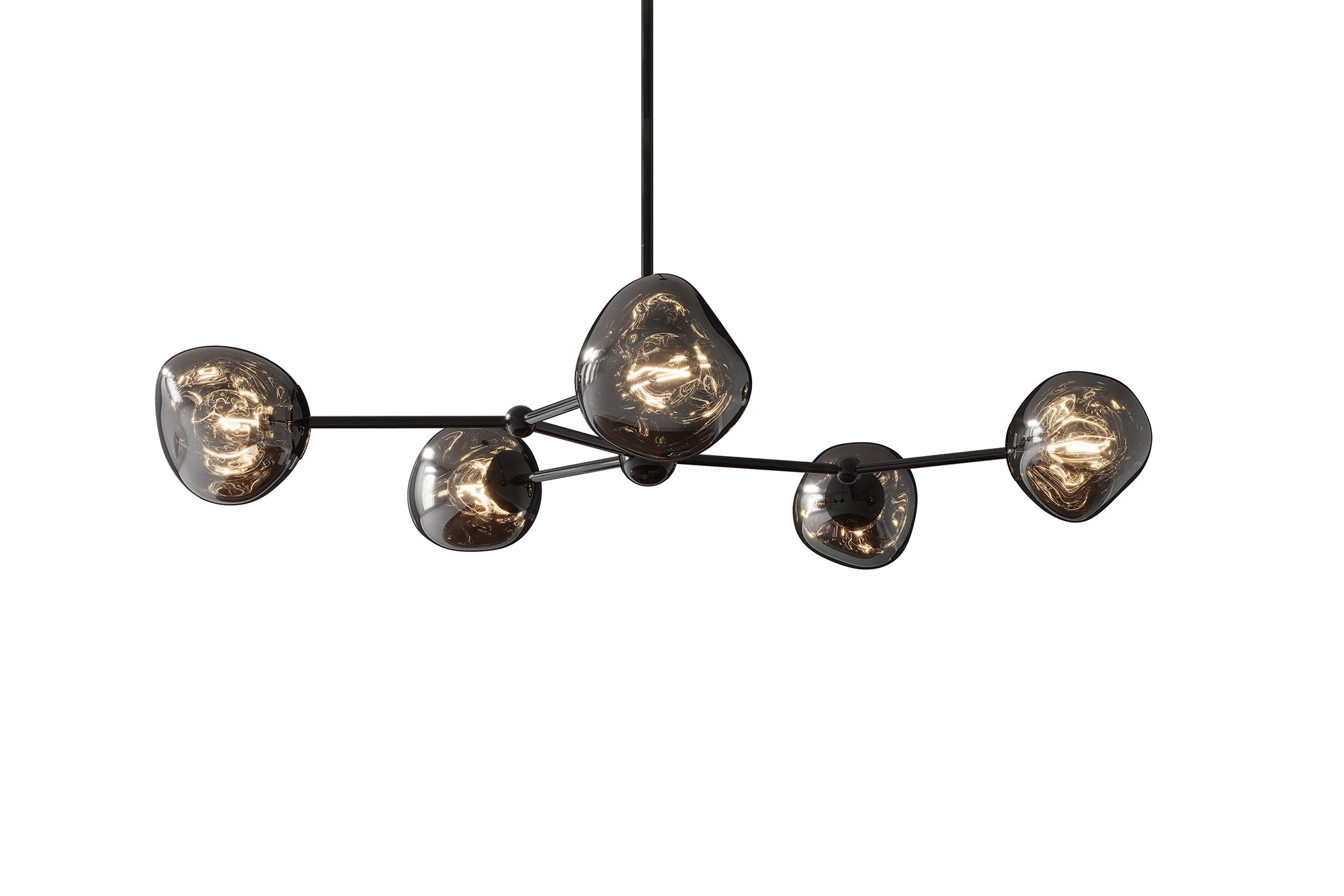 Lampa wisząca LIQUID DIAMOND – 5 szklanych kloszy, przydymiona optyka smoke 46021