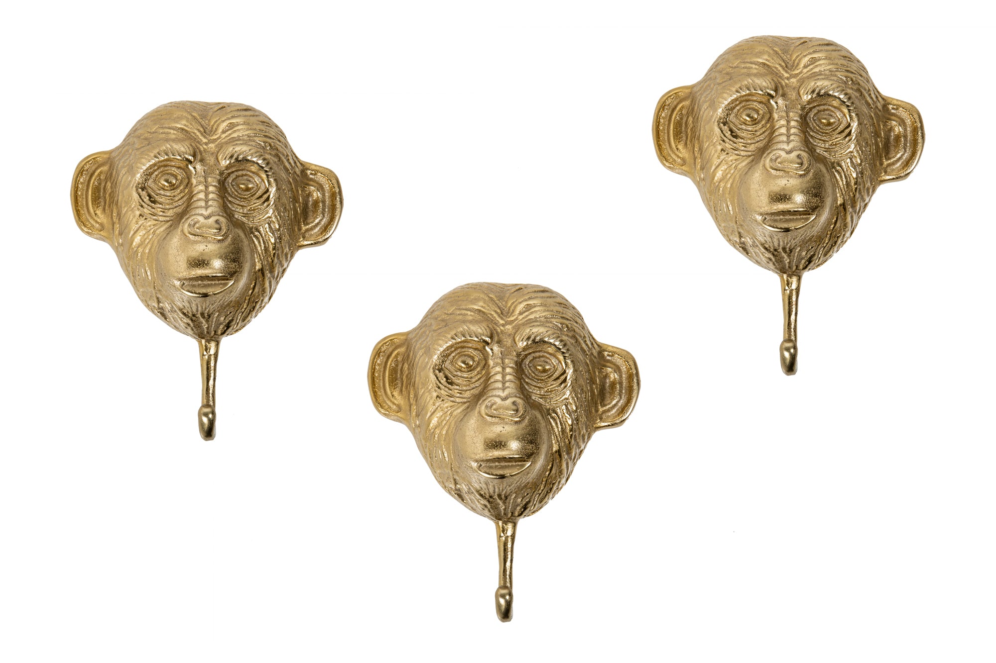 Wieszaki ścienne THREE APES – zestaw 3 szt., aluminium gold 40388