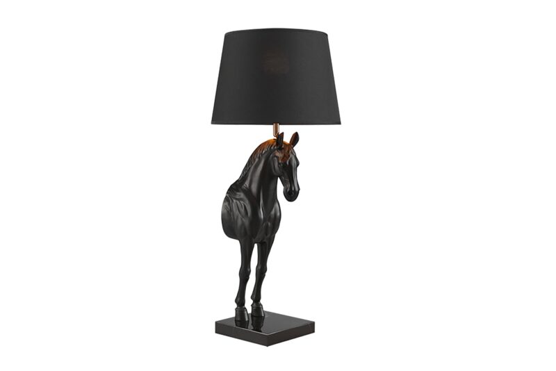 Lampa stołowa BLACK BEAUTY 75 cm – czarno-złota rzeźba konia 45665