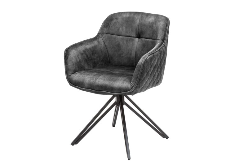Krzesło obrotowe EUPHORIA 180° z podłokietnikami – welur dark grey 40263