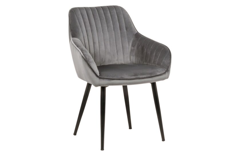 Krzesło TURIN z podłokietnikami – welur silver grey 38787