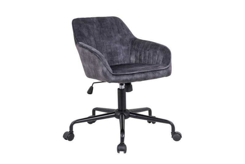 Krzesło biurowe TURIN z podłokietnikami – welur dark grey 40305