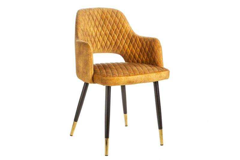Krzesło PARIS z podłokietnikami – welur mustard yellow 40573