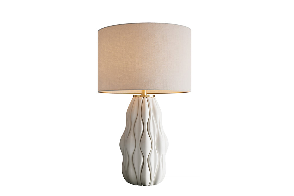 Lampa stołowa ELEGANCIA 65 cm – biało-złota, ceramiczna podstawa 46011
