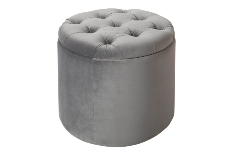 Pufa MODERN BAROCK ze schowkiem 50 cm – welur silver 40735