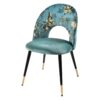 Krzesło PRÊT-À-PORTER BOUTIQUE – welur turquoise z motywem kwiatowym 41702