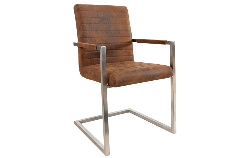 Krzesło wspornikowe LOFT z podłokietnikami – mikrofibra antique brown 37078