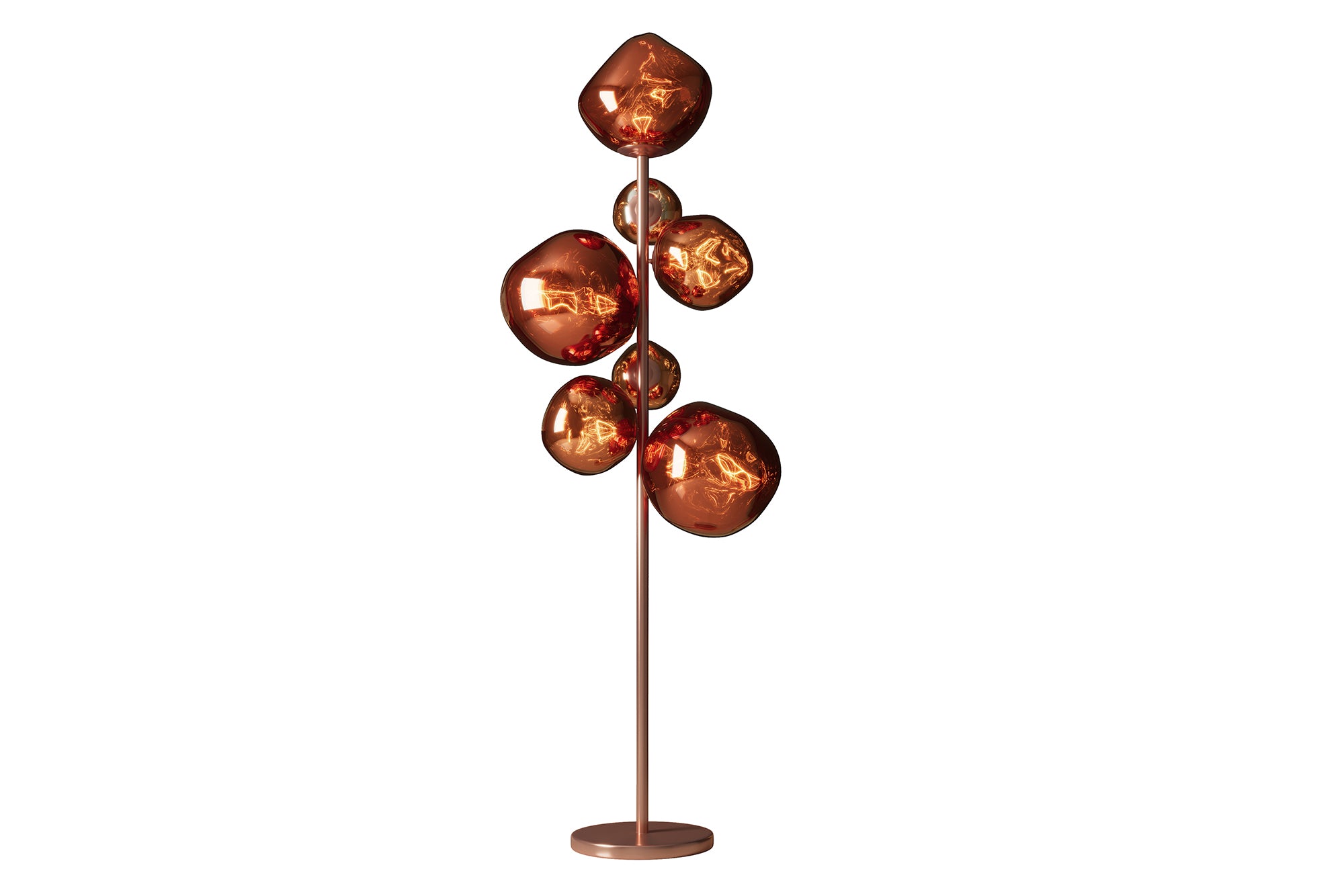 Lampa podłogowa LIQUID DIAMOND 170 cm – 7 szklanych kloszy, miedziana 46023
