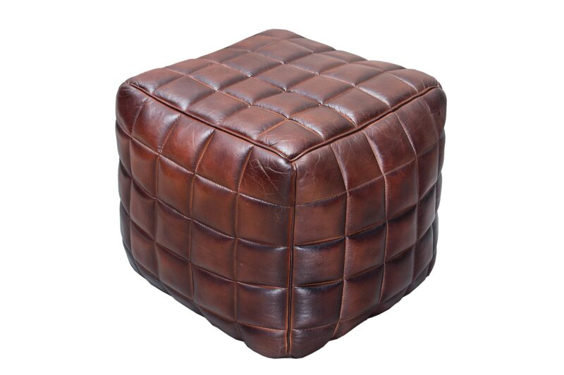 Stołek RIDER 40 cm – skóra naturalna brown, styl vintage 37653