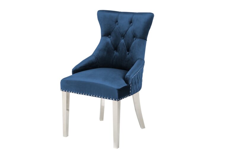 Krzesło CASTLE DELUXE z uchwytem głowy lwa – welur royal blue 40473