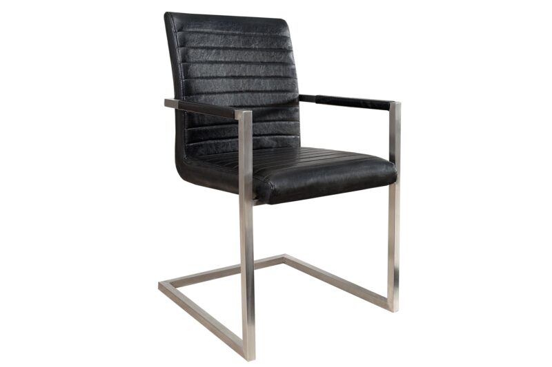 Krzesło wspornikowe LOFT z podłokietnikami – skóra ekologiczna antique black 37079