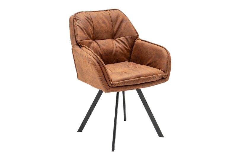 Krzesło obrotowe LOUNGER 180° z podłokietnikami – mikrofibra light brown 39838