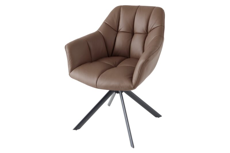 Fotel obrotowy PAPILLON 180° z podłokietnikami – skóra brown 44595