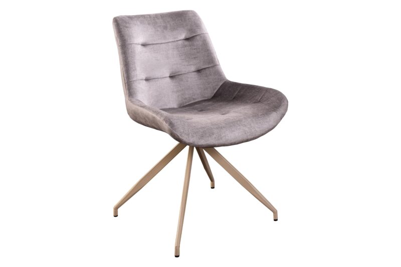Krzesło DIVANI – welur i mikrofibra Taupe Beige, styl retro 48608