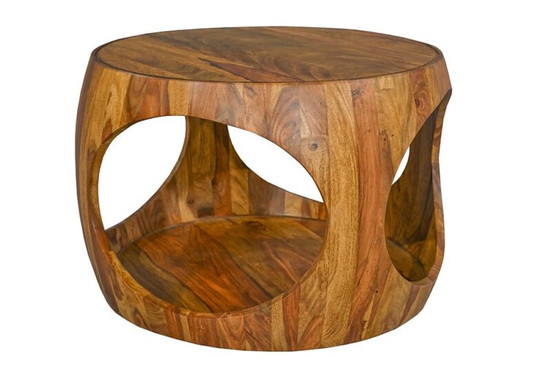 Stolik kawowy 60 cm – okrągły z litego drewna sheesham 48822