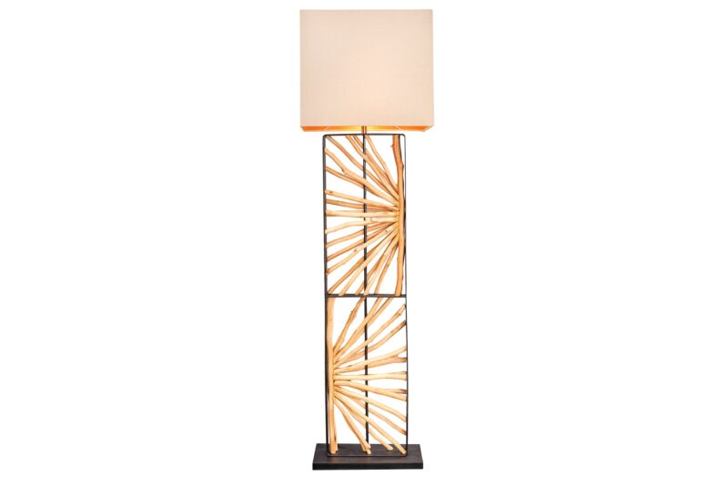 Lampa podłogowa EUPHORIA 165 cm – drewno longan, beżowy klosz 44688