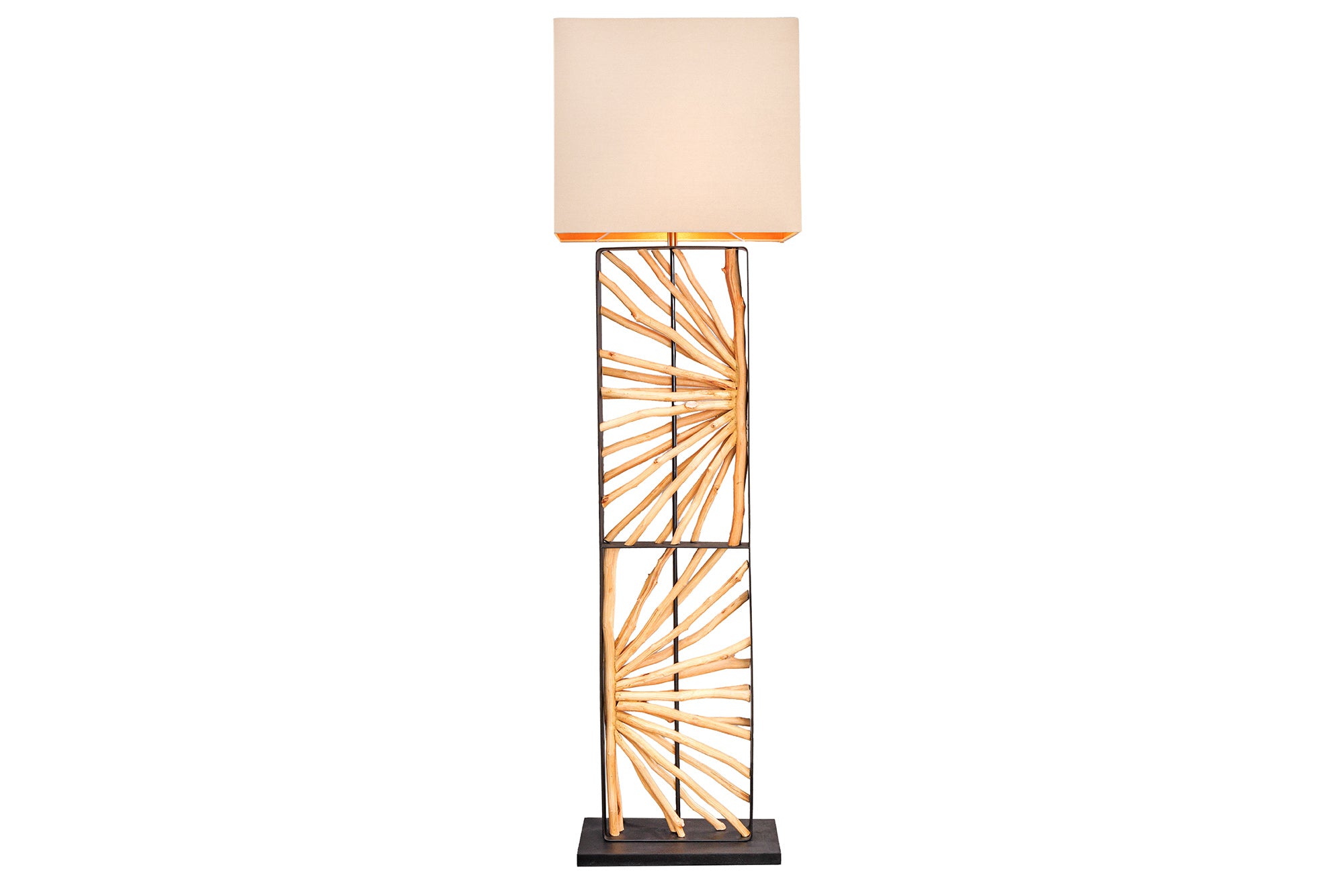 Lampa podłogowa EUPHORIA 165 cm – drewno longan, beżowy klosz 44688