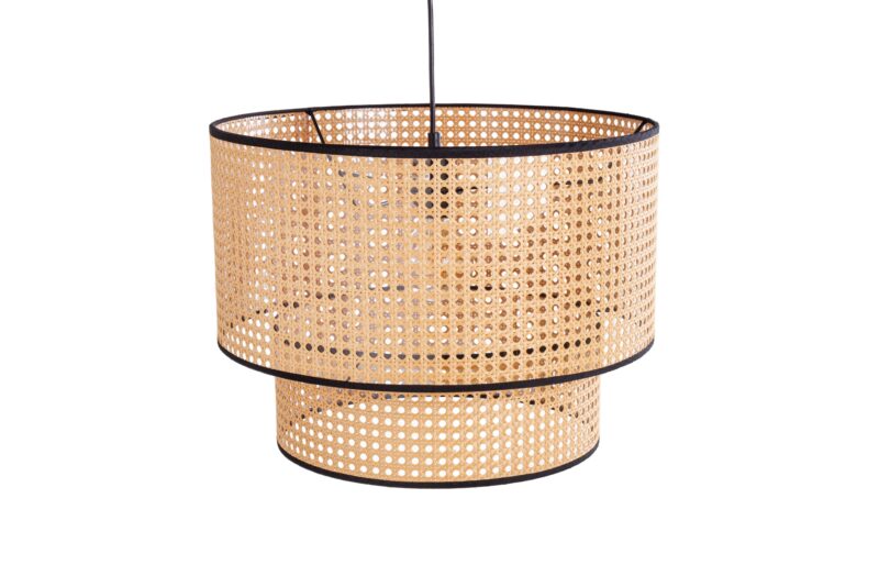 Lampa wisząca WIENER GEFLECHT 45 cm – naturalny klosz z czarnym rantem 42808