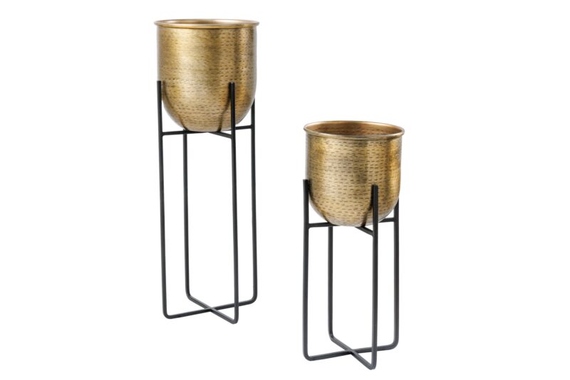 Zestaw kwietników UNIT 70/50 cm – 2 szt. czarno-złote 42735