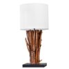 Lampa stołowa EUPHORIA I 60 cm – drewno longan, biały bawełniany klosz 43452