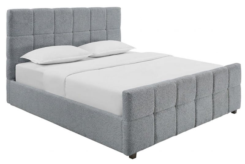 Łóżko PRESTIGE 180x200 cm z pojemnikiem – szara tkanina bouclé 48888