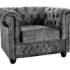 Fotel CHESTERFIELD – aksamit szary, efekt postarzenia 44430