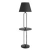Lampa podłogowa SERVANT 176 cm – czarna, z materiałowym kloszem i tacką 43759