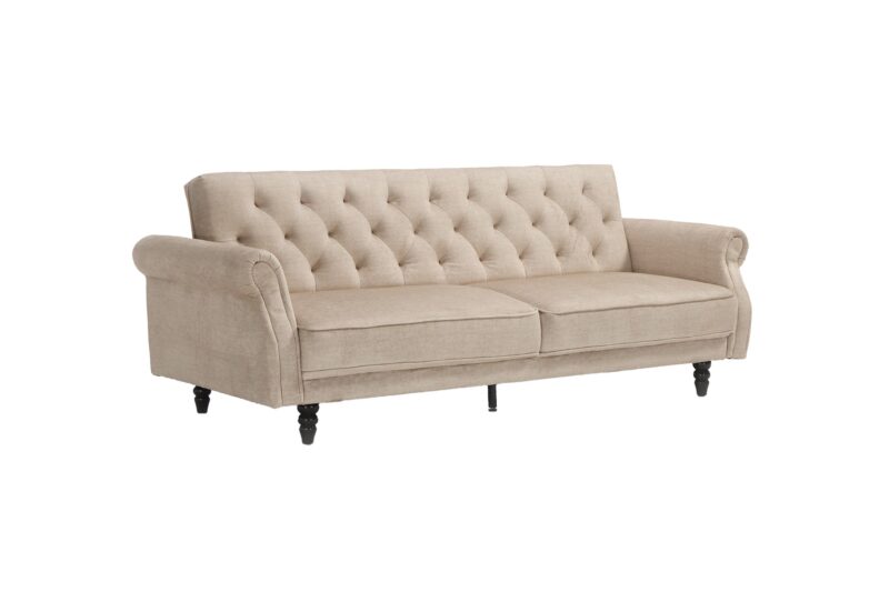 Sofa rozkładana MAISON BELLE AFFAIRE 220 cm – welur Champagne Beige 48917