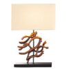 Lampa stołowa THE WAVE 60 cm – naturalne drewno, beżowy klosz 43931