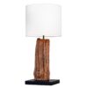 Lampa stołowa ROUSILIQUE 60 cm – drewno driftwood, biały bawełniany klosz 43451