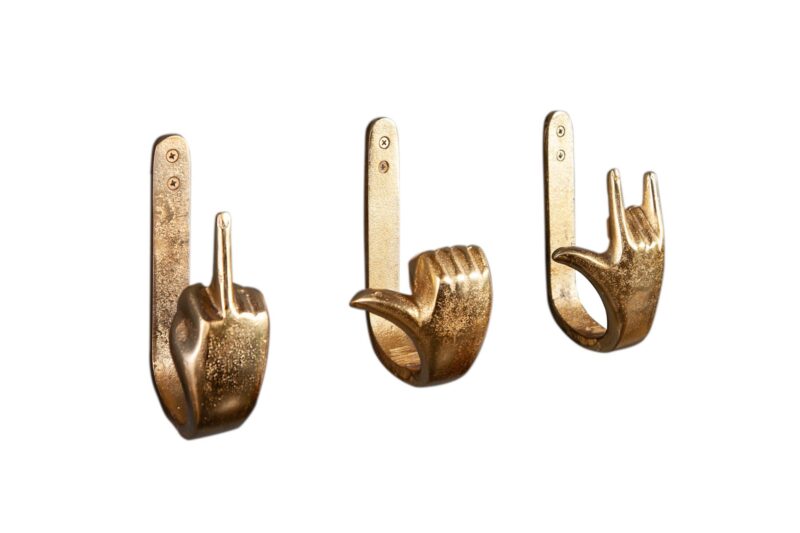 Wieszaki ścienne FINGERS – zestaw 3 szt. złote 40917