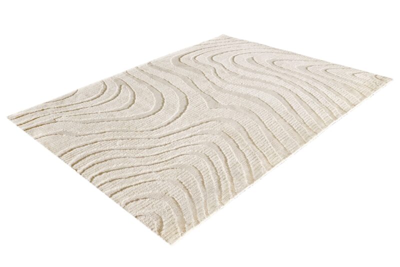 Dywan WAVE 170 × 240 cm – kremowy beż, miękki dywan z poliestru 43129