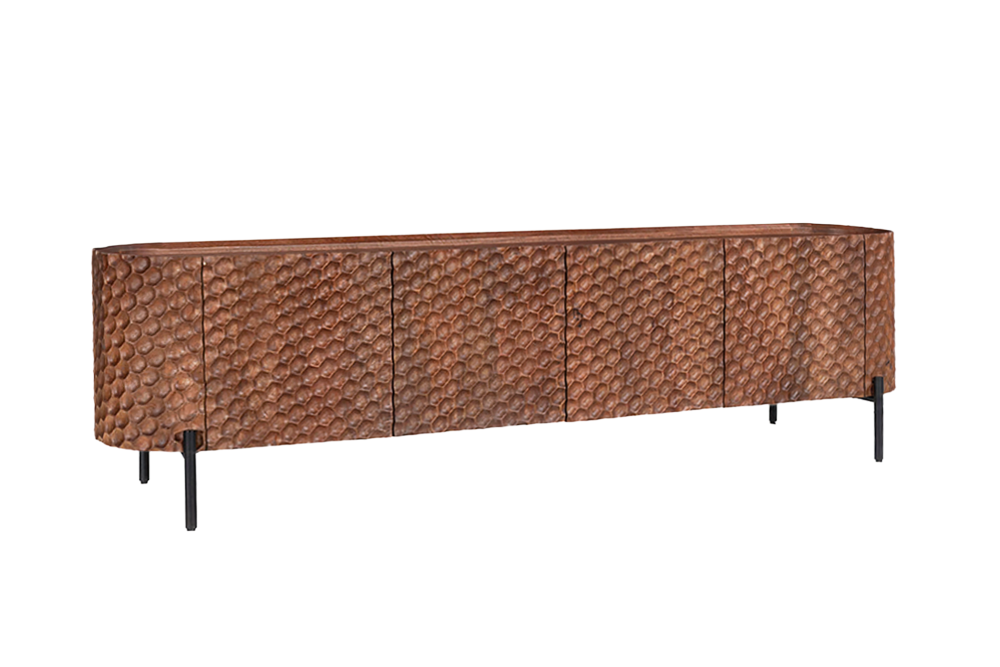 Szafka RTV ADLON 200 cm – lite drewno mango, fronty 3D 47585