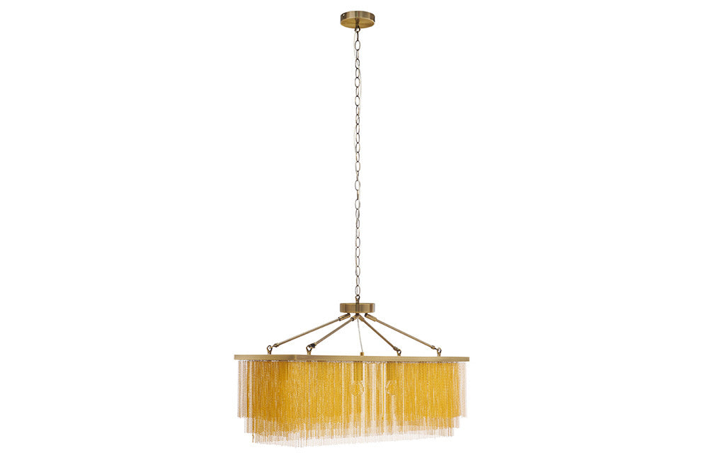 Lampa wisząca ROYAL 80 cm – mosiężno-złota, drobne metalowe łańcuszki 43760