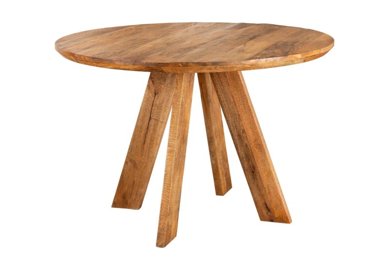 Stół jadalniany ART WOOD 100 cm – okrągły, drewno mango brązowe 48351
