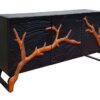 Komoda FOREST 160 cm – drewno mango, czarno-brązowa, fronty 3D 46199