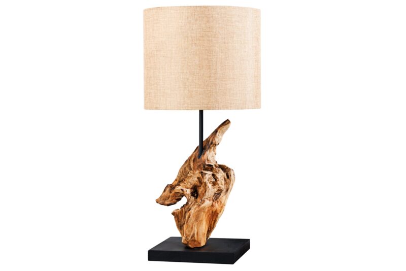 Lampa stołowa HYPNOTIC 58 cm – drewno teak, naturalny klosz 43603