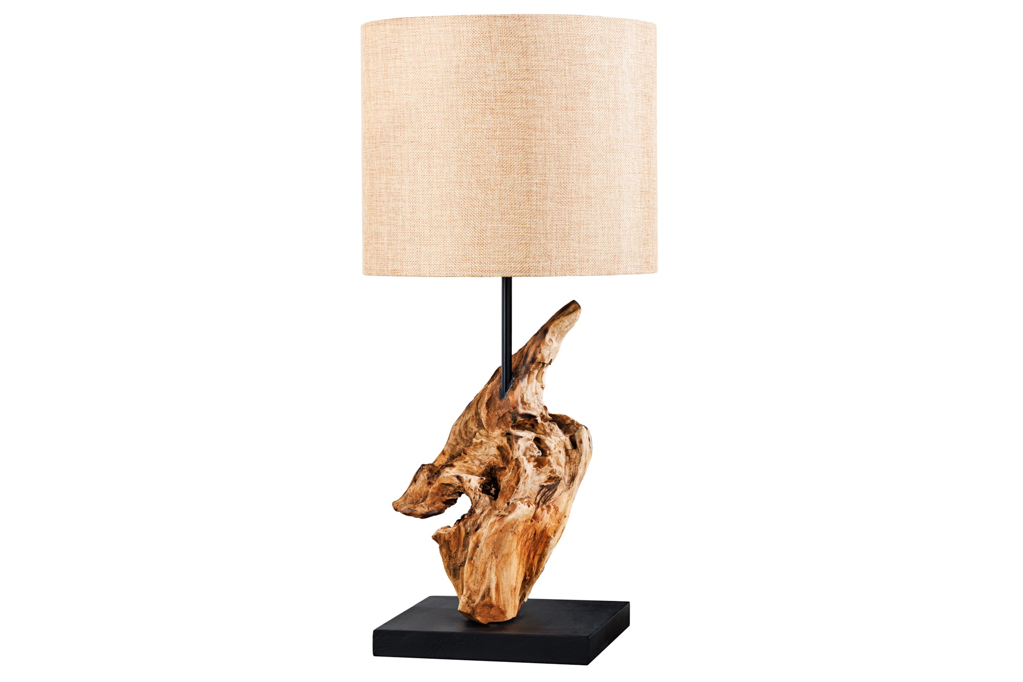 Lampa stołowa HYPNOTIC 58 cm – drewno teak, naturalny klosz 43603