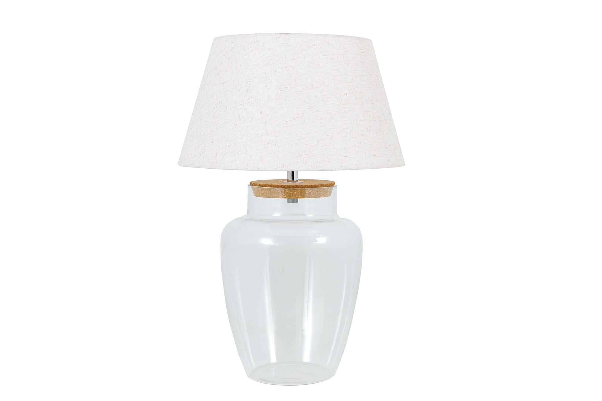 Lampa stołowa CLASSICO 80 cm – transparentna szklana podstawa do wypełnienia, beżowy klosz 44816