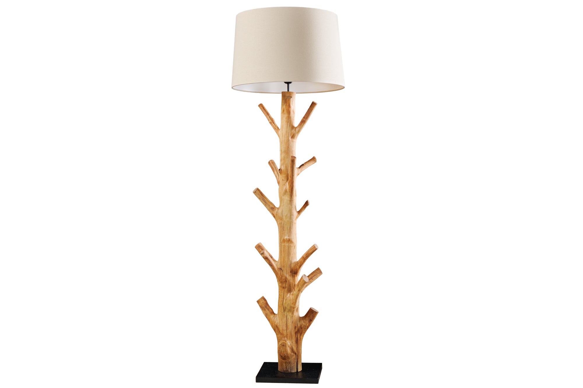 Lampa podłogowa TREE NATURE 175 cm – drewno mangostanowe, lniany klosz 43323