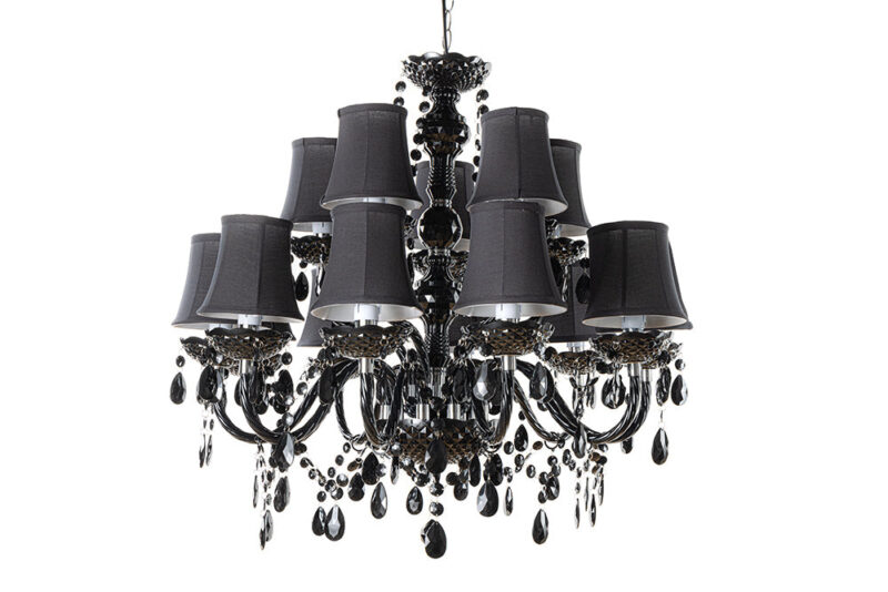 Żyrandol 15 abażurów CHANDELIER – czarne abażury do żyrandola 44803