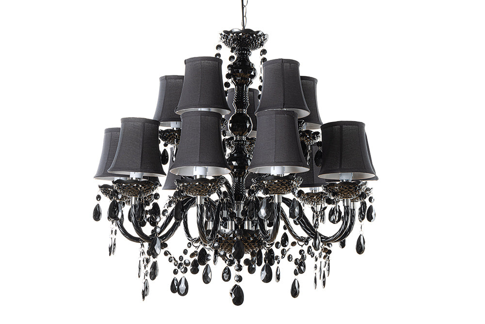Żyrandol 15 abażurów CHANDELIER – czarne abażury do żyrandola 44803