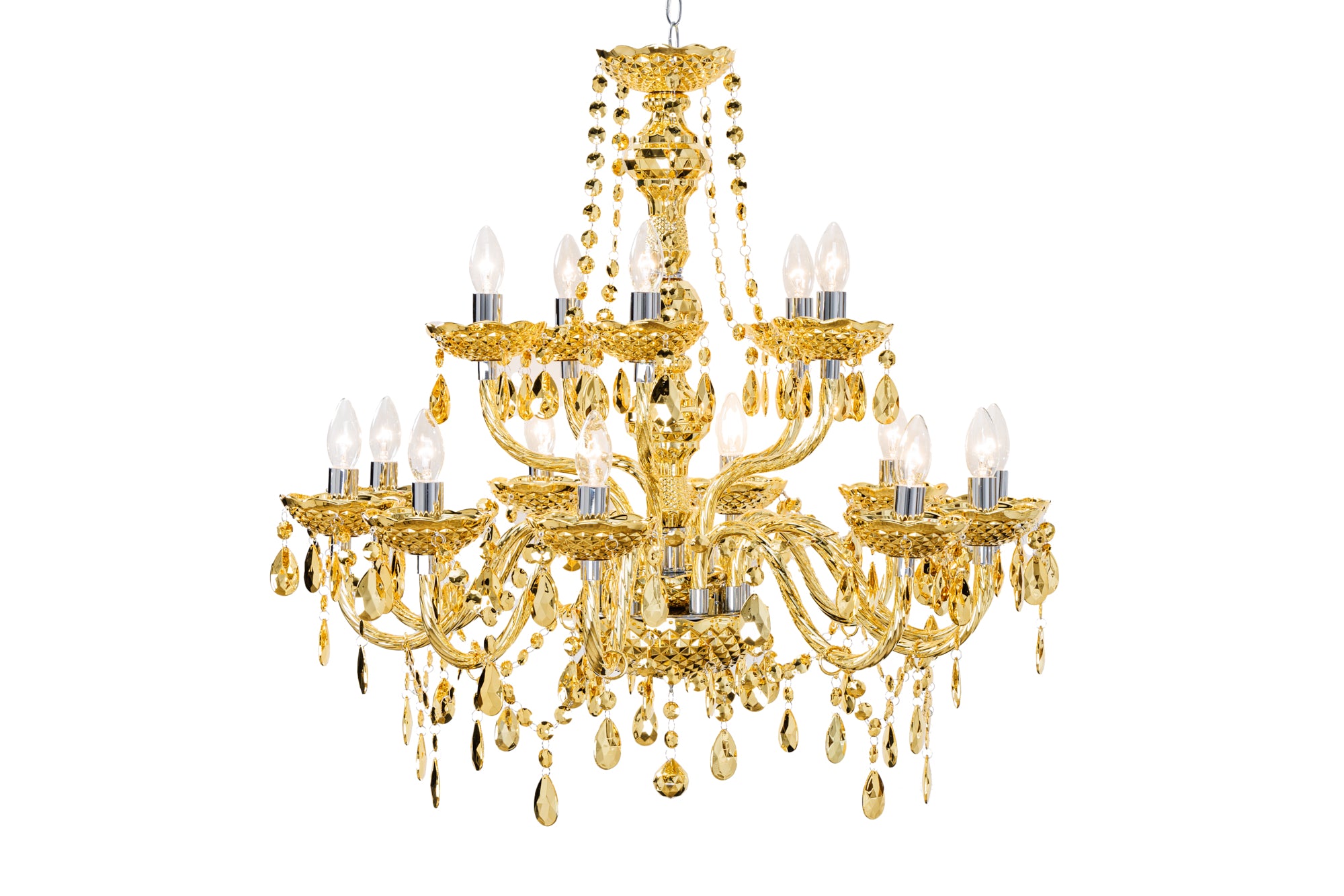 Żyrandol CRYSTAL 15-ramienny – złoty, elegancki styl glamour 43168