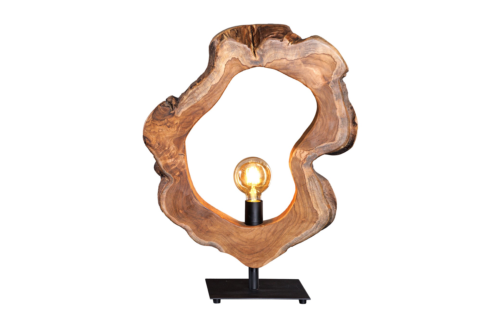 Lampa stołowa ORGANIC ARTWORK 55 cm – drewno teak, naturalno-czarna 44683