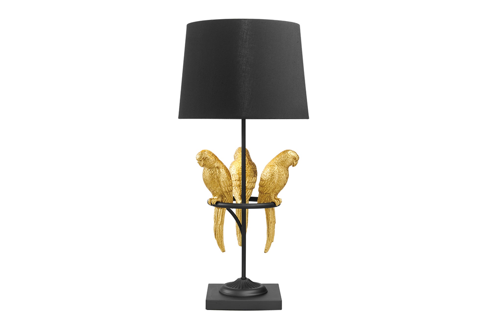 Lampa stołowa WILDLIFE 75 cm – złote papugi, czarny klosz 44355