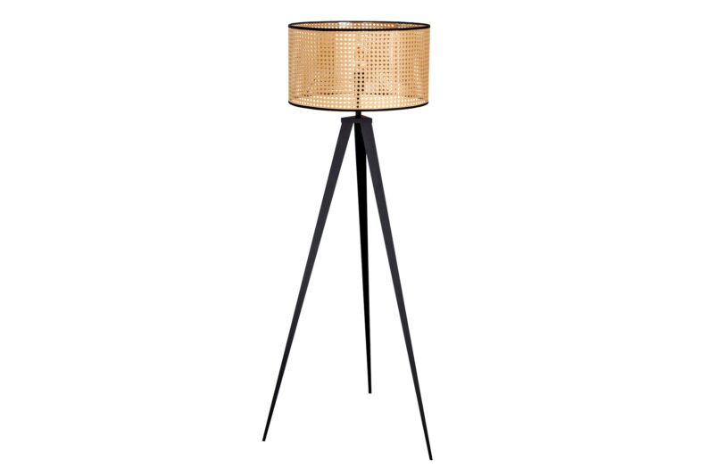 Lampa podłogowa WIENER GEFLECHT 140 cm – naturalny klosz, czarne nogi 42807