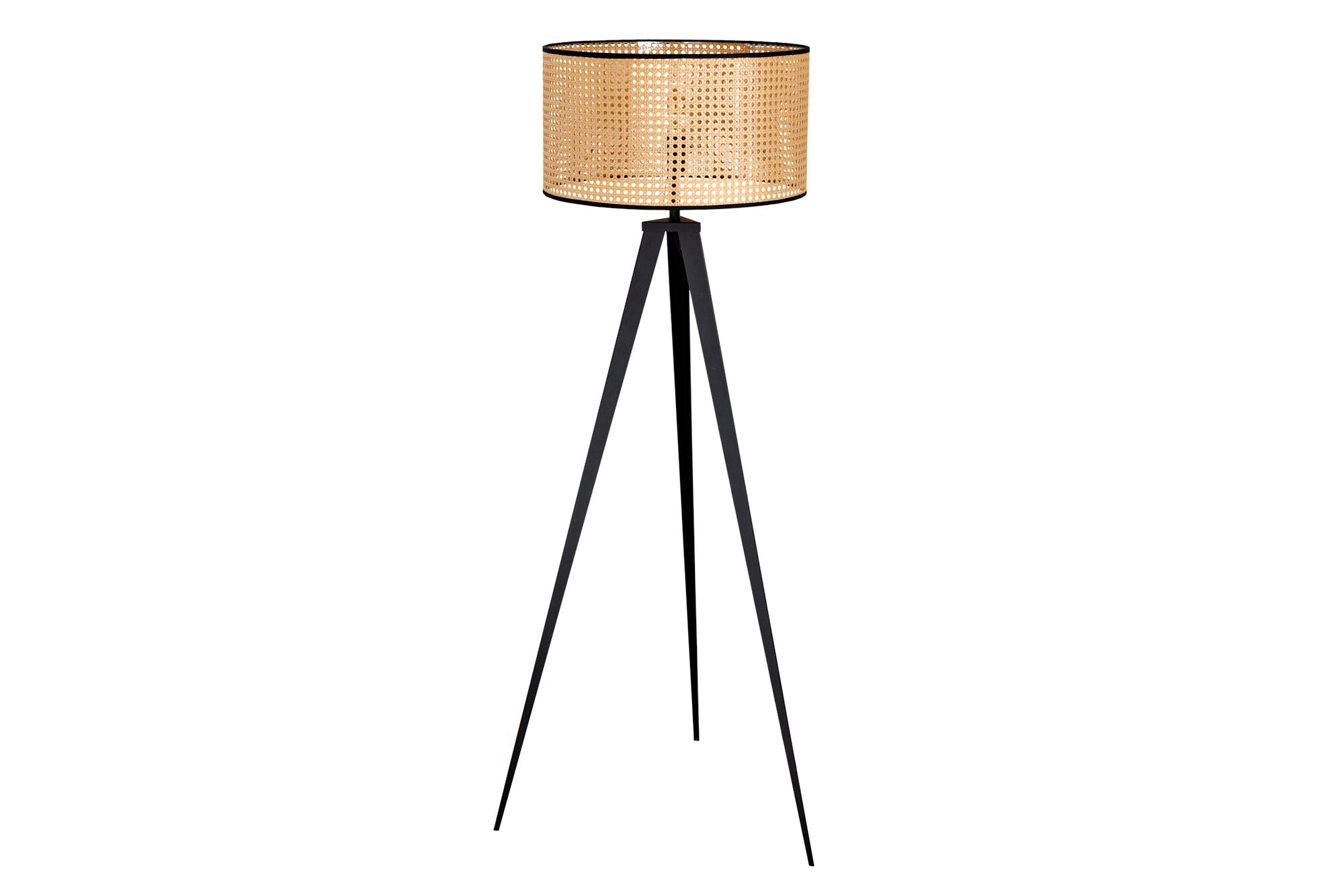 Lampa podłogowa WIENER GEFLECHT 140 cm – naturalny klosz, czarne nogi 42807